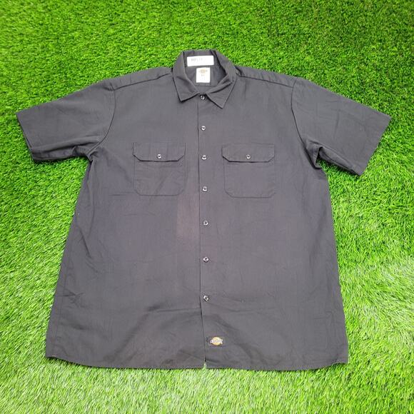 Vintage Y2K Dickies Button Shirt XL 25x32 Black - Picture 1 of 14